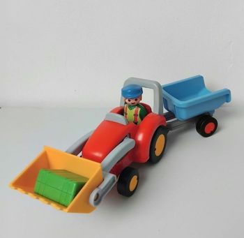 PLAYMOBIL 123 Tracteur de Ferme et Remorque 6964 Junior Complet 🚜