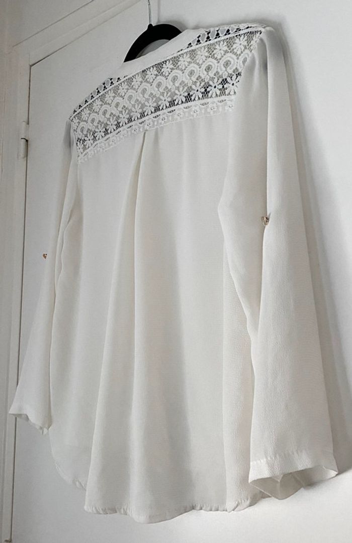 Blouse Blanche Avec Broderie Taille Unique - photo numéro 6