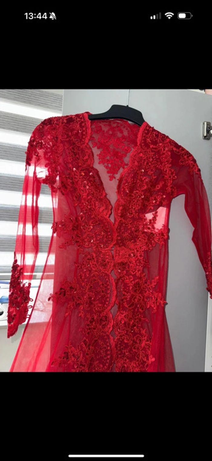 Magnifique caftan neuf taille xs rouge - photo numéro 6
