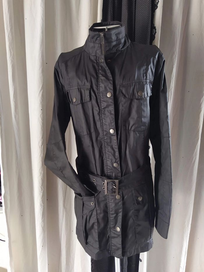 Veste longue noire effet huilé - photo numéro 2