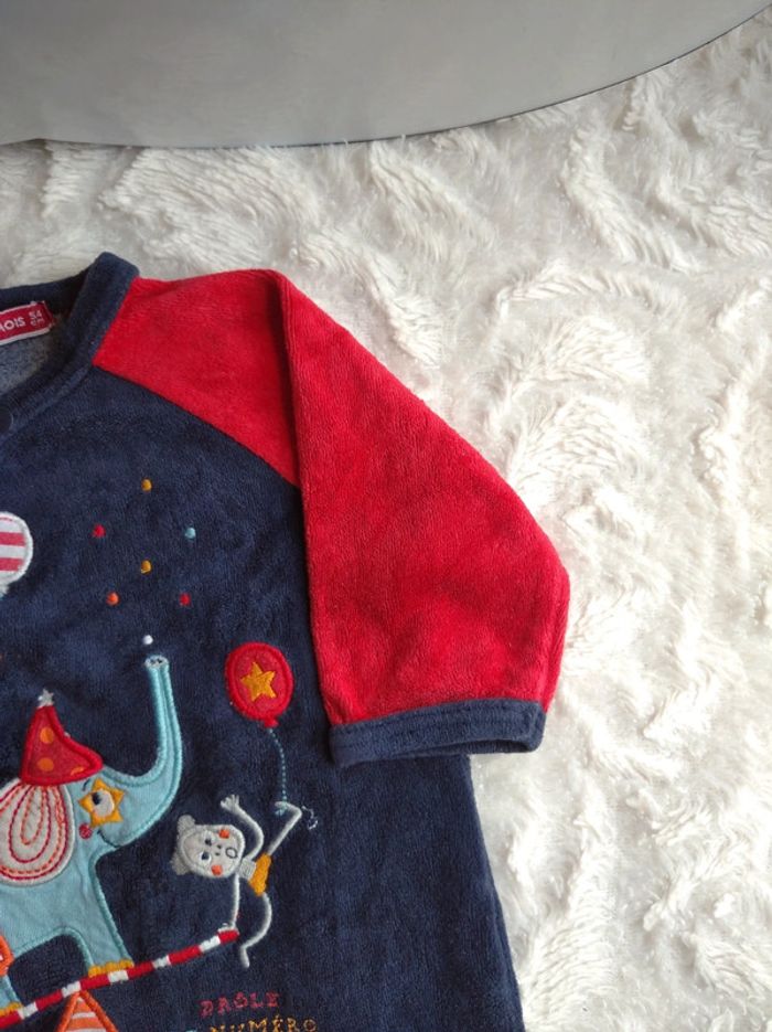 Pyjama grenouillère velours Mixte 1 mois Cirque Circus Drôle de numéro Éléphant Singe Dpam - photo numéro 5
