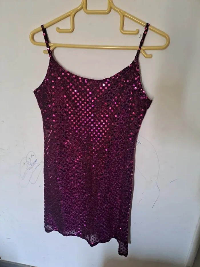 Robe violette transparente à sequins - photo numéro 8