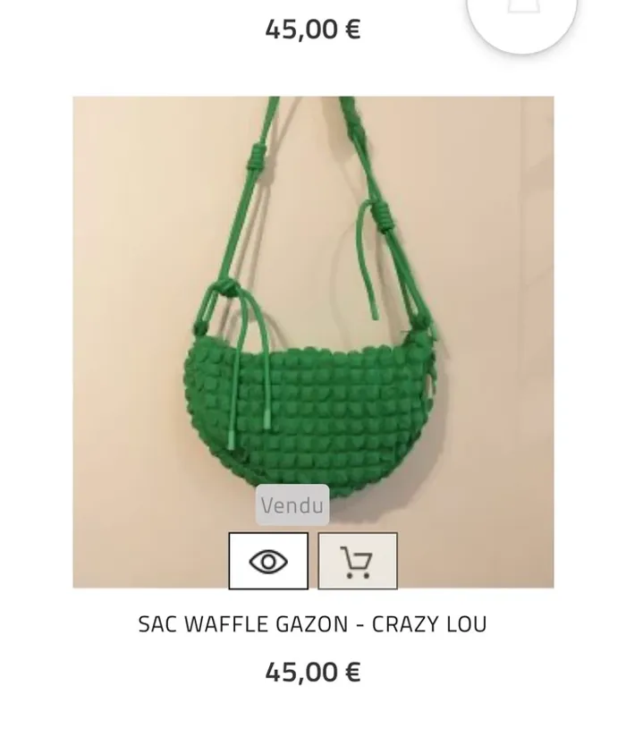 Sac Waffle de Crazy Lou vert pomme - neuf sans étiquette - photo numéro 13
