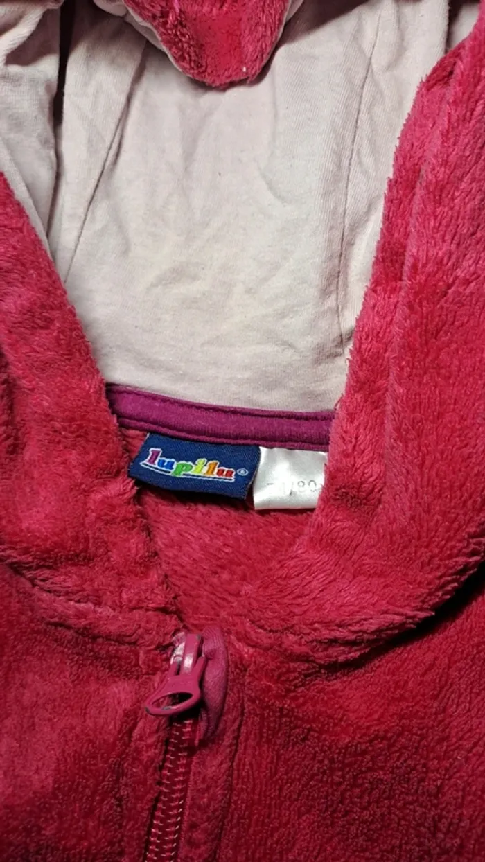 💚Veste polaire rose à capuche avec oreilles – bébé fille – 12 mois - photo numéro 4