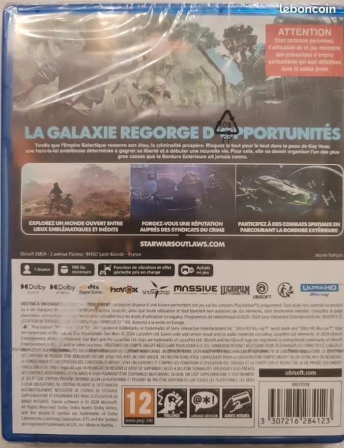 🎄🎮 Star Wars Outlaws ps5 sous cellophane d'origine 🎮🎄 - photo numéro 2