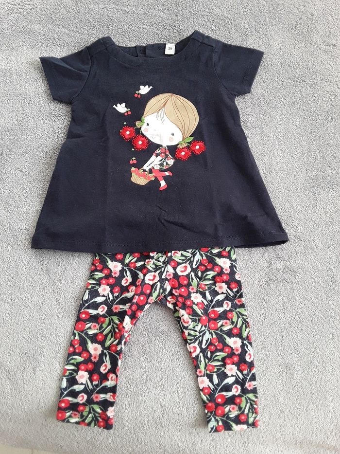 Tee shirt / tunique à manches courtes et son legging 3 mois - photo numéro 2