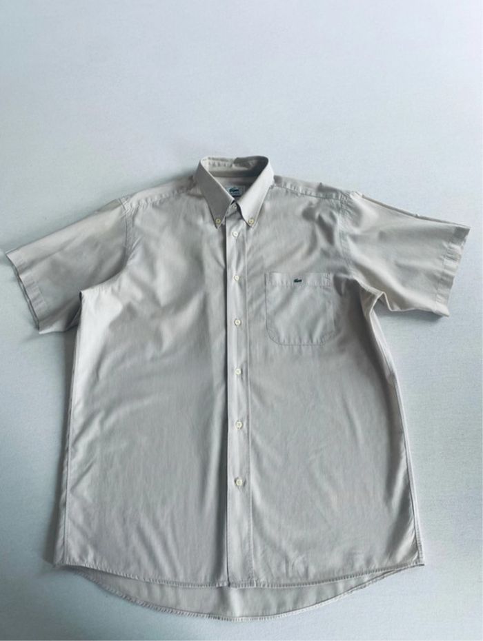 Chemise Lacoste authentique à rayures fines beige. - photo numéro 2