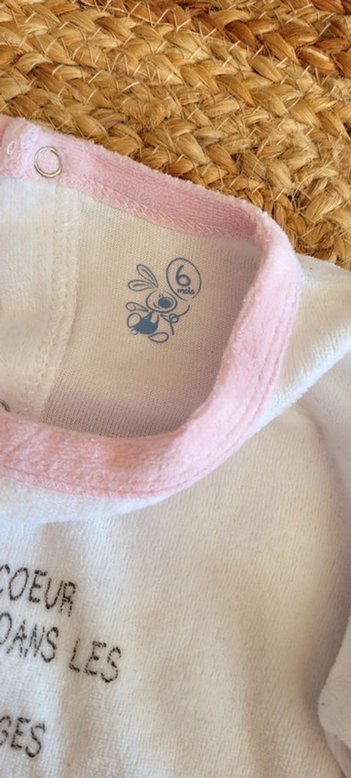 Joli Body Pyjama Dors-bien blanc et rose 6mois - photo numéro 4