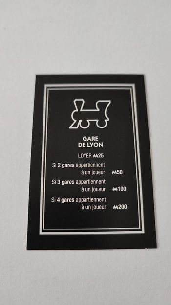 Carte Gare de Lyon pièce détachée jeu de société Monopoly mauvais perdants Hasbro Gaming #B77