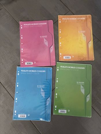 Lot de 4 paquets de 100 feuilles simples colorées
