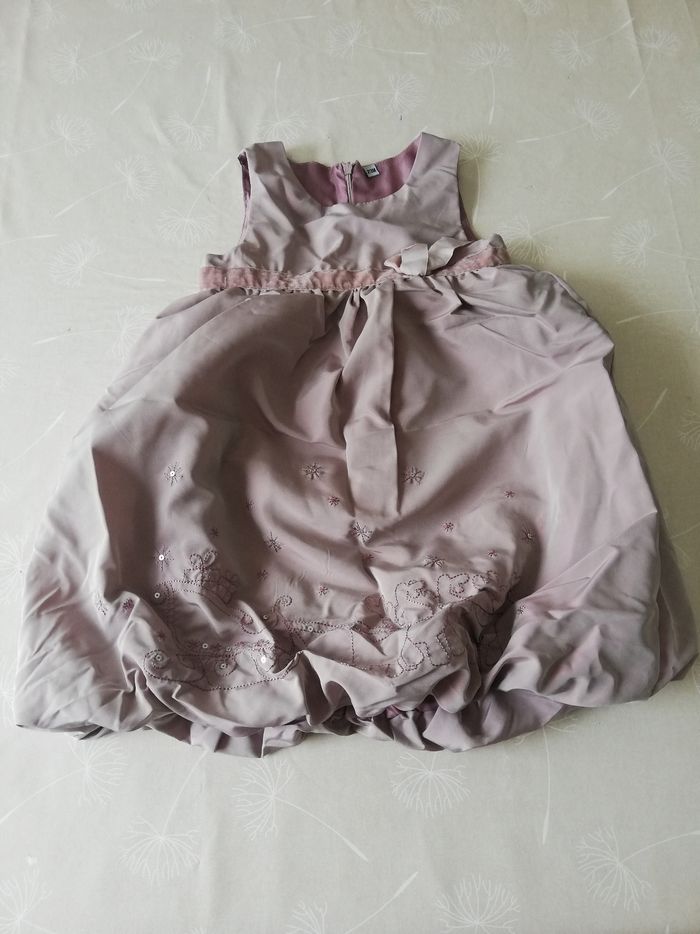 Robe ballon longue parme effet nacré sans manche 23 mois