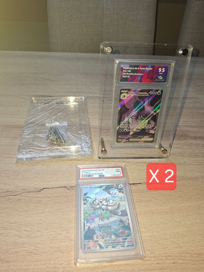 Lot de 2 présentoirs pour cartes gradées Pokémon psa , collect-aura etc.. premium en acrylique épais