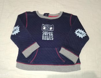 Tissaia pull bleu marine super hero