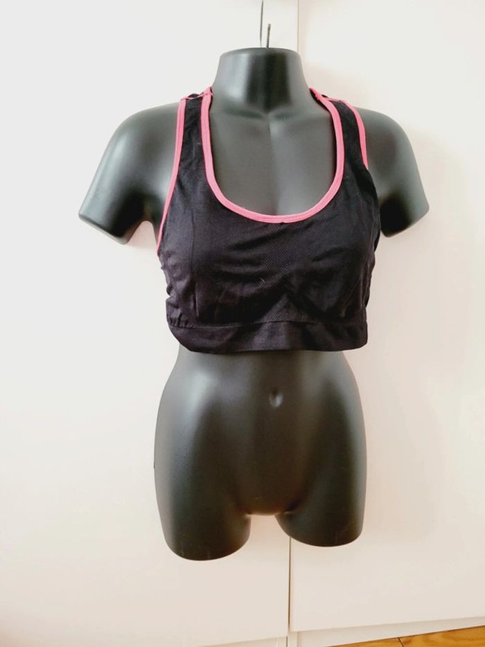 Haut sport brassière top Kaytan noir rose renforts poitrine taille L 40 activité yoga fitness - photo numéro 2
