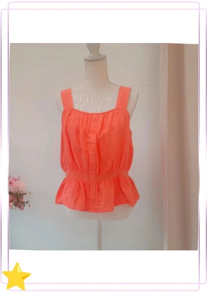 Top gaz de coton corail Camaïeu 44