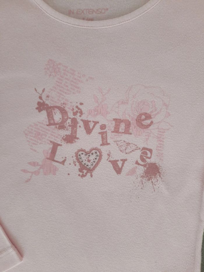 T-shirt manches longues 5 ans In Extenso rose clair inscriptions et strass - photo numéro 2