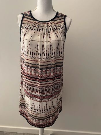 Robe bariolée bordeaux et blanche T38