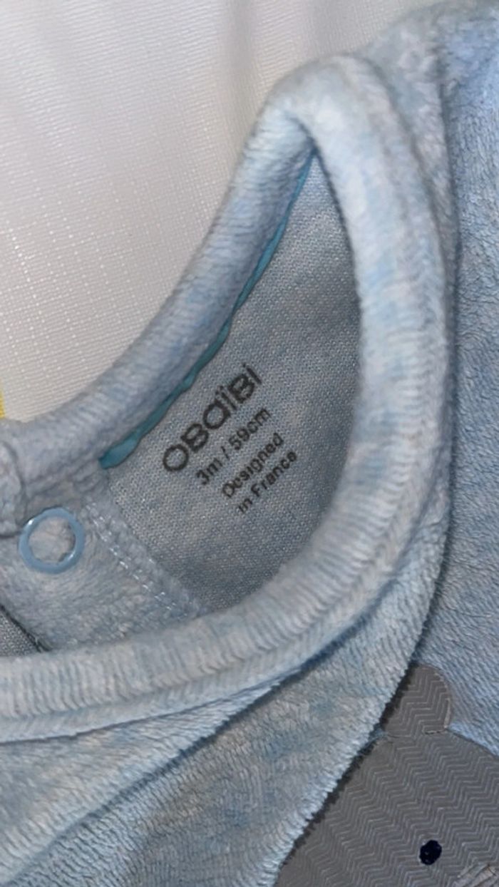 Pyjama velours bleu ours 6mois okaibi - photo numéro 3