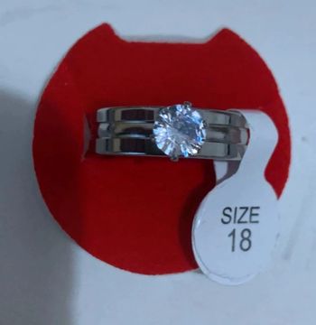 Bague acier avec zircon🍭🍭
