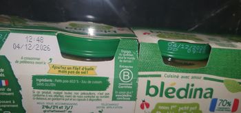 Lot de plats bébé dès 4 mois à 15€ dates d'expiration le 4/12/2026 