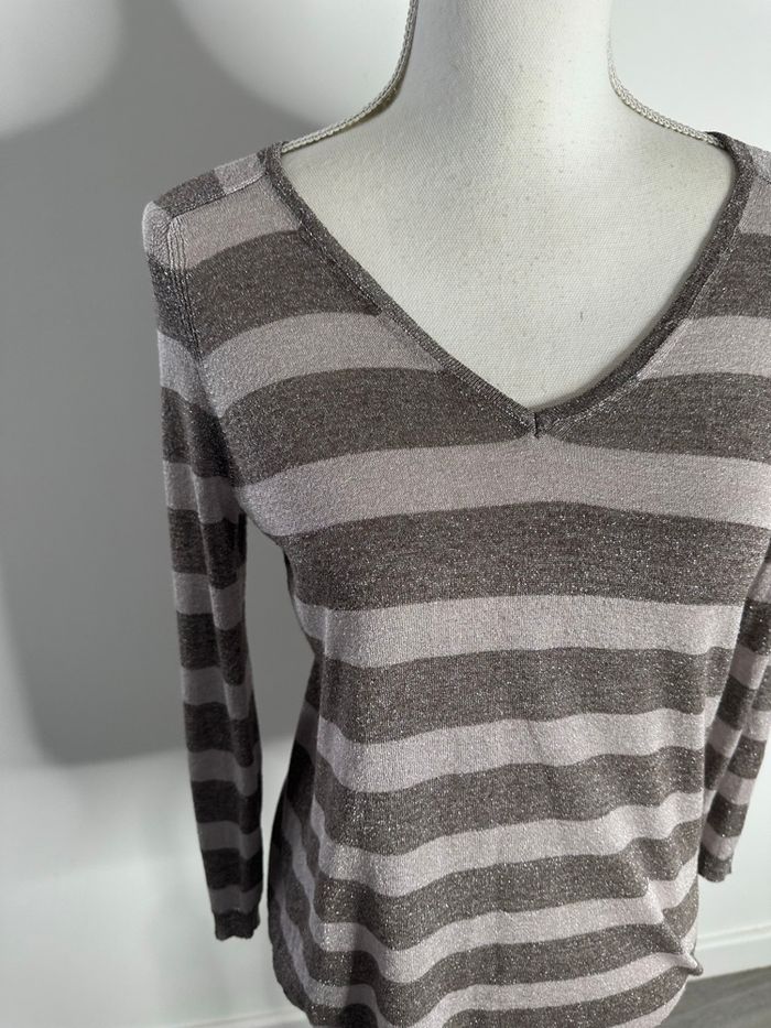 Pull fin pailleté marinière Gérard Darel T1 36 S - photo numéro 8