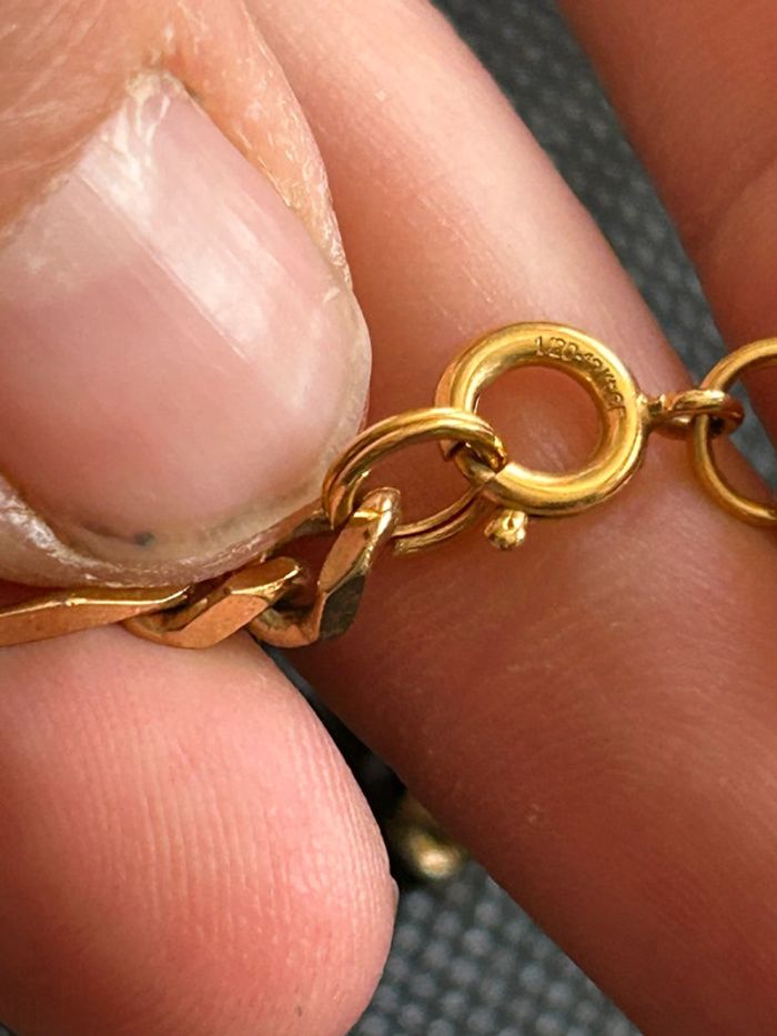 Beau et long collier/chaîne maille «cheval » en plaqué or mixte TBE - photo numéro 7