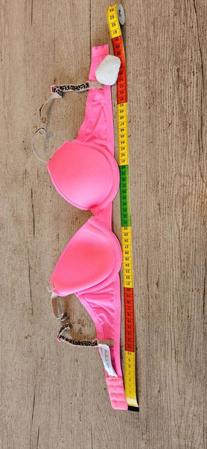 Soutien gorge ado rose fluo, bretelles léopard, Secret Possession, F 85B, Eu 70B, neuf - photo numéro 5