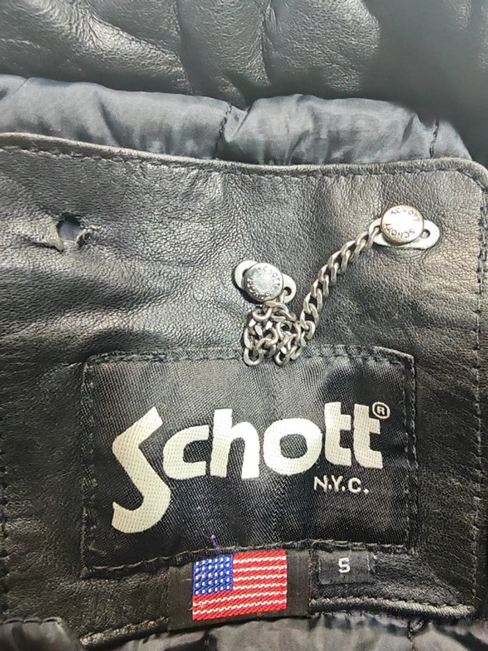 Blouson en cuir matelassé Schott NYC taille S - photo numéro 6