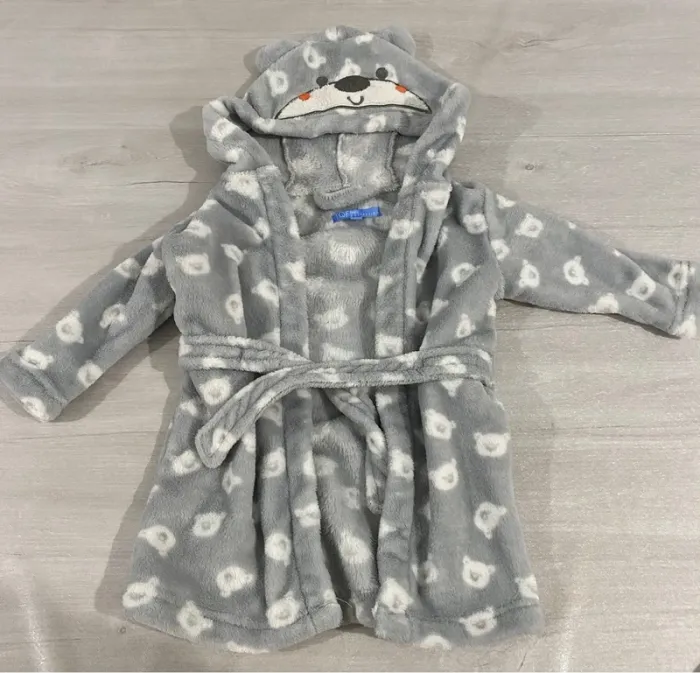 Peignoir de chambre gris & blanc ours bébé mixte 12 mois TFQ Baby Collection