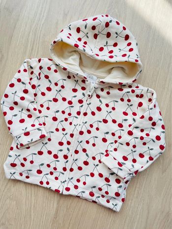 Sweat zippé à capuche bague imprimé cerises 🍒 bébé fille 6 mois Zara kids