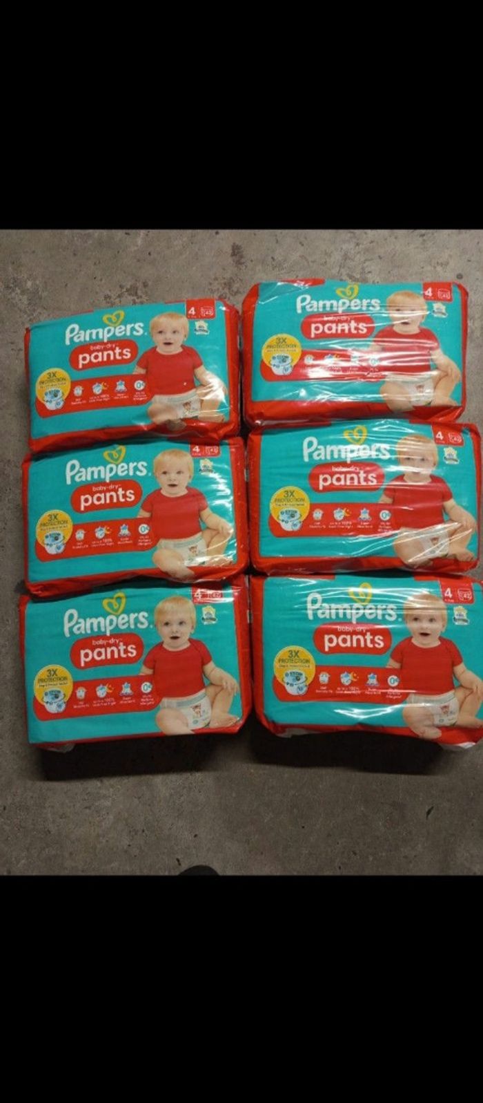 6 paquet de couche Pampers pants taille 4 a 64€