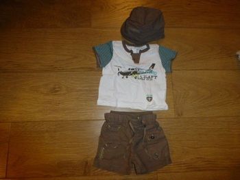 Ensemble short + t-shirt + bob Sucre d'orge - 6 mois