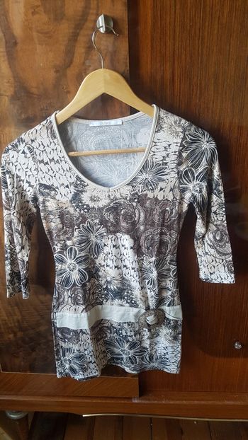 Tee shirt manches 3/4 imprimé fleuris