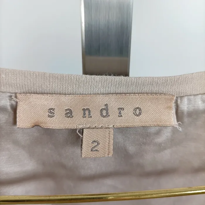 Robe courte en effet soie beige – Sandro – Taille 2 (M)A822 - photo numéro 4