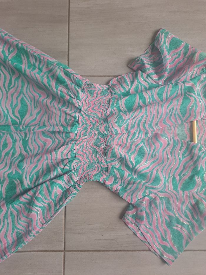 Jolie robe rose vert avec brillance doré Ikoone & Bianka Taille S - photo numéro 3