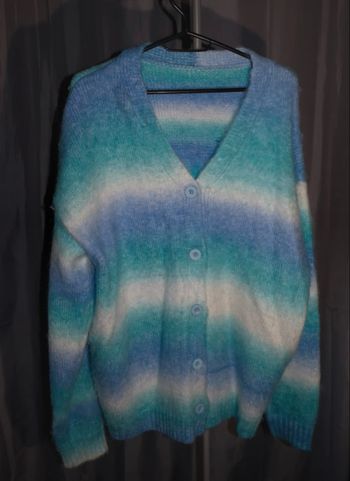 Cardigan en laine bleu unisexe