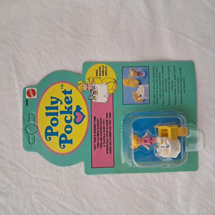 Bague polly pocket bluebird Tina au restaurant Mattel 1989 vintage neuf