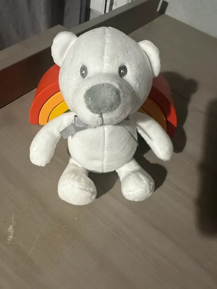 Doudou ours blanc gris OSITO - photo numéro 2