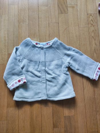 Gilet gris doublure fleur 9 mois