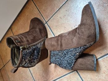Bottines-lowsboots pailletées en daim