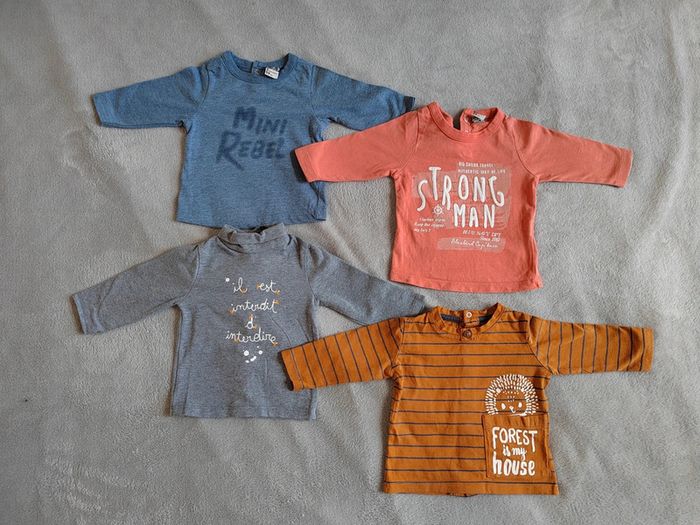 Lot 4 T-shirt manches longues 3 mois