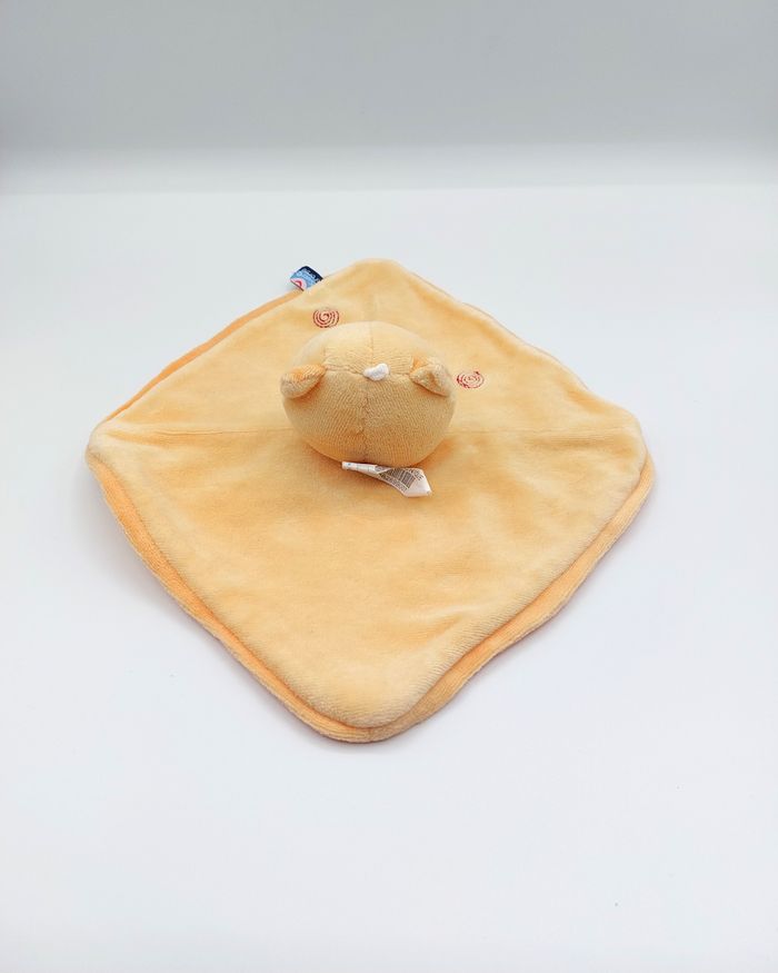 Doudou plat chat jaune orange Sucre d’orge nez rouge spirales - photo numéro 2