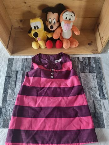 Élégante robe rayé violette et fushia-H&M-2ans