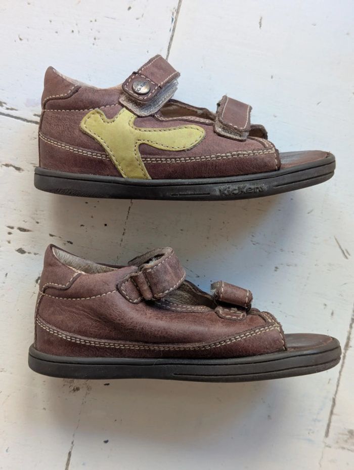 Sandales ouvertes en cuir marron Kickers – Taille 24 - photo numéro 2