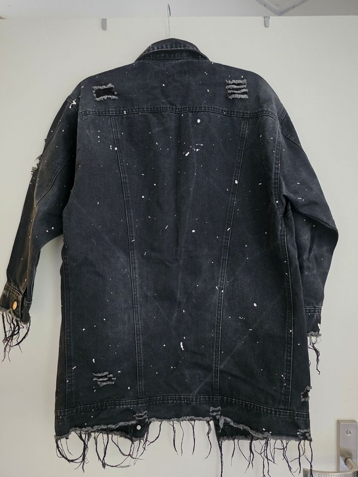 Veste en jean noir longue - photo numéro 2
