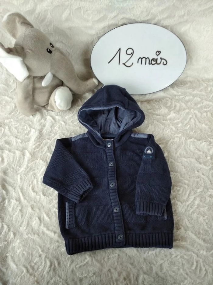 Veste gilet à pressions avec capuche Garçon 12 mois Pingouin Obaïbi