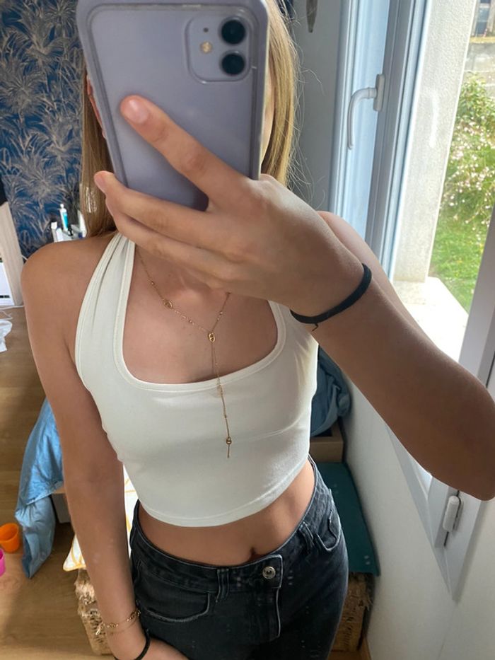 Top blanc au cou taille XS - photo numéro 2