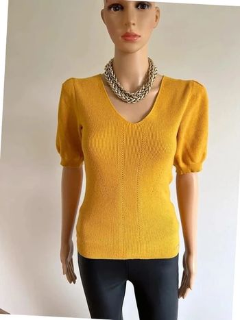 Pull jaune moutarde à manches courtes Morgan taille XS TBE