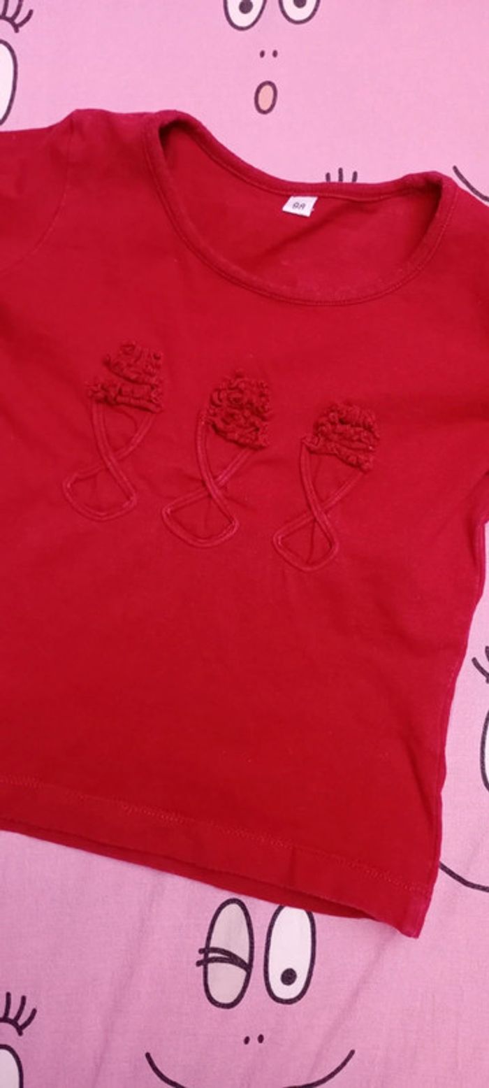 T-shirt rouge foncé 98 cm - photo numéro 3