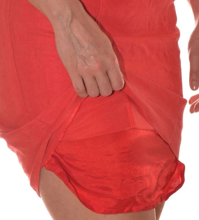 Robe chic rouge corail uni manches courtes doublée taille 36 - photo numéro 4